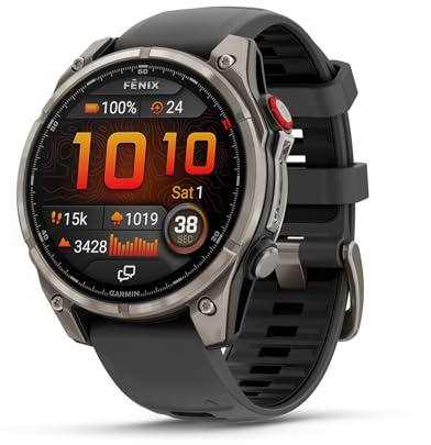 Garmin fēnix® 8 Pro, 51mm, AMOLED Display, Premium Connected Multisport GPS Smartwatch, inReach® Technology, Sapphire, Titanium with Graphite/Black Silicone Band