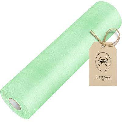 100%Mosel Vlies Tischläufer, in Mint Grün (30 cm x 25 m), dekoratives Tischband, edle Tischdeko für Hochzeit & Kommunion, Bunte Dekoration zu besonderen Anlässen