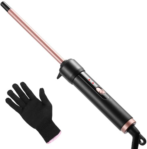 Lockenstab Kleine Locken, Haglater Mini Lockenstäbe 9mm, Dünner Lockenstab Dünn enge Locken, 2 Temperatur 180°C/210°C, Lockenwickler für Kurze/Lange Haare