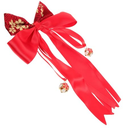 GARIOUANS Elastisches Haargummi mit Rotem Schleifen-bowknot Glocke und Band Vintage Haarschmuck für Mädchen und Frauen Festhaltend Modisch Vielseitig für Ponytail und Alltag Geeignet