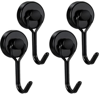 Haluway 4 Pcs Magnetic Hooks, 10 lb 180° Swivel Detachable Magnetic Hooks, Rust Resistant Heavy Duty Hooks for Kitchen, Garage, Cruise & Camping