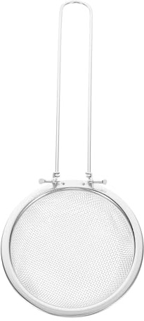 BESPORTBLE Foldable Stainless Steel Colander Ladle with Long Handle Oil Strainer Skimmer for Healthier Cooking Space-Saving Kitchen Utensil for Removing Excess Oil and Fat Metal Cooking Tool