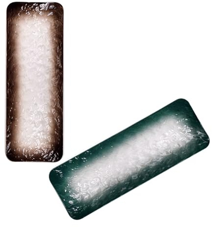 TIKODIDA 2 piezas Platos de Cerámica Japoneses para Sushi Bandejas para Servir Hogar Estilo Japonés Color Verde y Marrón