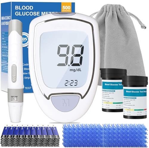 Blood Glucose Monitor, Glucometer Kit with 100 Strips and Lancets, Diabetic Testing Kit with Auto Eject, No Coding, Large Display for Seniors, Blood Sugar Testing Kit for Travel & Home Use