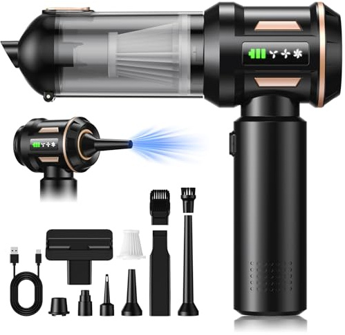 Miecgth 2026 NEU Handstaubsauger Akku Kabellos,1-Knopf-Selbstentleerung& 28000PA 4-in-1 Mini Autostaubsauger mit Bürstenloser Motor,Auto Staubsauger Stark für Haus/Auto/Tierhaar/Küche Schwarz Gold