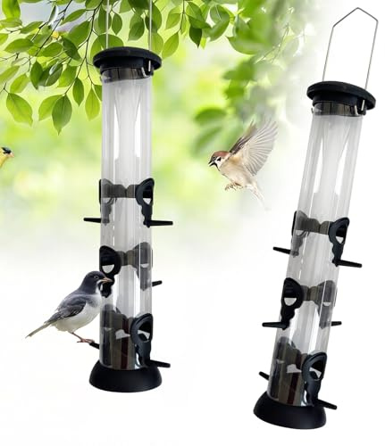 Körner Bird Feeder, 50 cm with 6 Approach Places, Bird Feeder for Hanging, Feeding Column, Grains Wild Birds, Feeder Silo, Grains Feeder Column, All-Year Bird Feeding