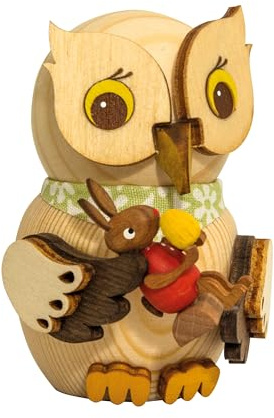 Kuhnert - Dekoration/Holzfigur - Mini Eule mit Osterhase in rot - Größe: ca. 7cm - Made in Germany