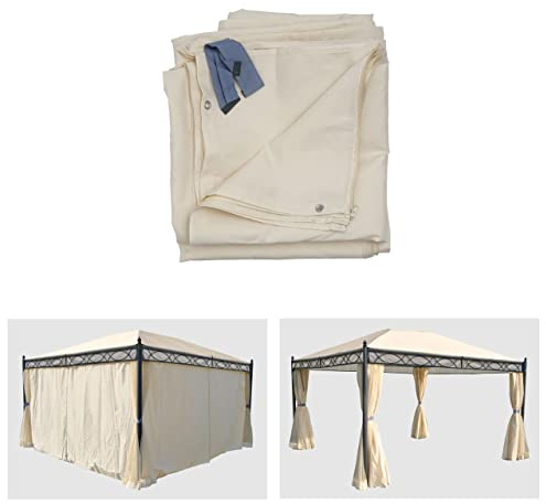 Mendler 4er-Set Seitenwand für Pergola Cadiz-AM, Polyester - Creme | Ersatzseitenwand Pavillon, 4x3m