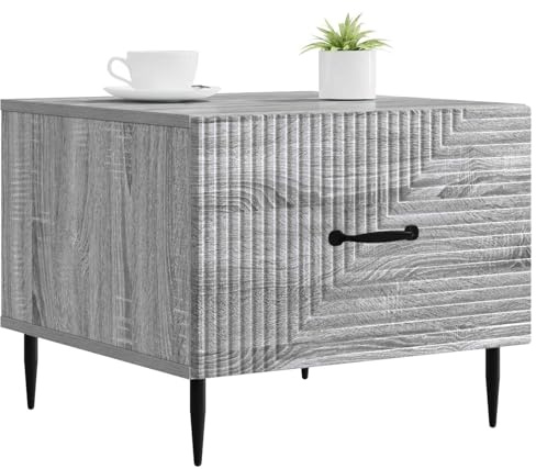 vidaXL Couchtisch Graues Sonoma 49 x 50 x 40 cm Holzwerkstoff, Geräumiger Couchtisch, Vintage rechteckig, dekorativ, aus Holz, mit eleganten, schwarzen Akzenten