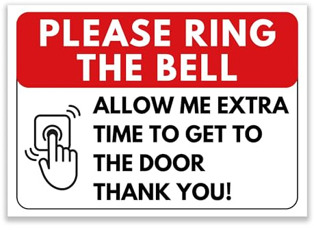 LP Lifestyle Please Ring the Bell Sign – Durable Weatherproof Waterproof Rust-Free PVC Door Notice, Allow Extra Time to Answer Door Delivery Sign No.469 (A6 (105mm x 148mm) – No Holes)