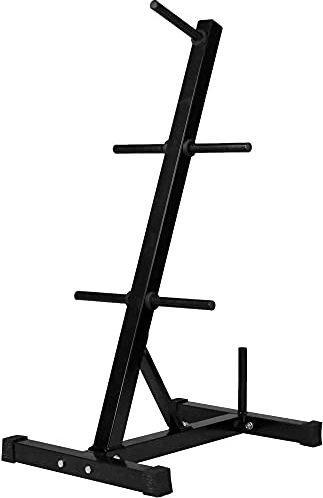 GORILLA SPORTS® Support pour Poids - avec/sans Set Disques 77,5kg, 6 Barres, Ø 30mm, Charge Max 200kg, Acier, Noir/Blanc - Rack de Rangement Poids, Stockage d'Haltères, Professionnel, Musculation, Gym