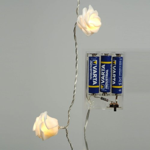 Kaemingk 482101 LED Batterie Rosengirlande 225 cm 16 Blüten 16 warmweisse LED Innen Lichterkette
