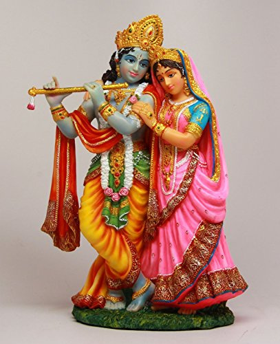PTC 8 Inch Krishna and Radha Mythological Indian Statue Figurine