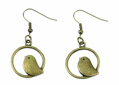 Miniblings Vogel Rahmen Ohrringe Vogelohrringe Vögelchen Vögel Kreis Bronze | In Berlin von Hand montierter Ohrschmuck, mit Taube und Spatz