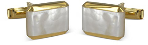 BROOKER Manschettenknöpfe Silber 18 Karat vergoldet Perlmutt-Einlage