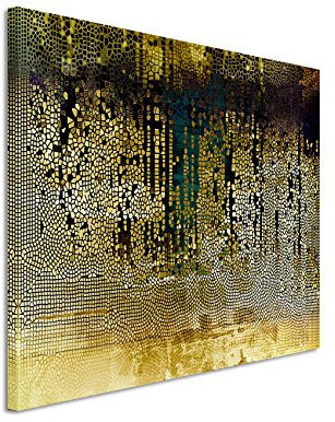 Paul Sinus Art Kunstfoto auf Leinwand 60x40cm Vintage Mosaik mi Beige, Braun, Blau, Grau, Schwarz und Weiß auf Leinwand exklusives Wandbild moderne Fotografie für ihre Wand in vielen Größen