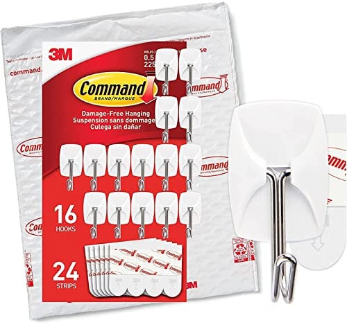 Command GP067-16NA Small Wire Hardware, White, 16 Hooks