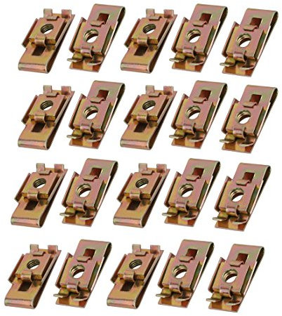 sourcingmap 20pcs Clips U Écrou de Fixation pour Carrosserie Carénage Panneau Voiture Moto vitesse Laiton plaqué zinc ton pour vis M5