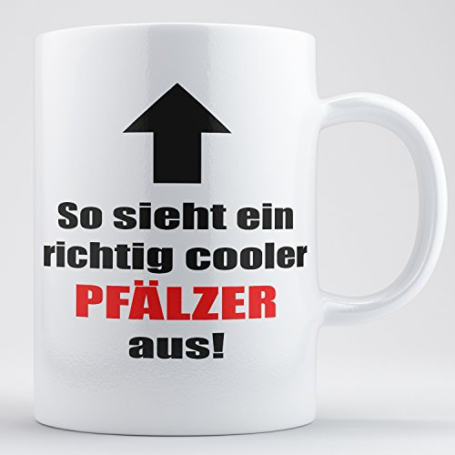 Lustige Pfälzer Tasse 1 Stück in schwarz/rot. Pfalz-Geschenke/Größe Kaffeetasse: 330ml