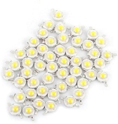 Zerodis 100 stücke High Power Led Chip 3 Watt Super Helle Intensität SMD Licht Emitter Komponenten Diode Birne Lampe Perlen Chip DIY Leuchten für Flutlichtscheinwerfer(White 6000-6500k)