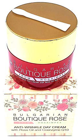 Antirughe Crema Giorno con Coenzima Q10 e Olio di Rosa Naturale Rose Boutique, Senza Parabeni, Senza Conservanti