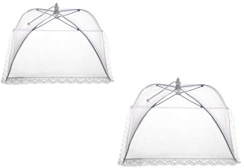 Fliegenhaube XXL 2er Set Abdeckhaube für Essen, Faltbare Kuchenabdeckung Fliegenschirm Lebensmittel Abdeckung, Perfekter Fliegen-Schutz für Essen, Obst, Picknick, BBQ, 44x44x30 cm, Weiß