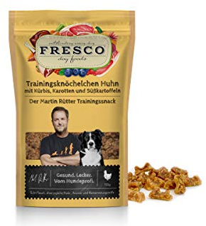 Fresco Dog Martin Rütter Trainingsknöchelchen Huhn mit Süßkartoffeln, Karotte & Kürbis 10x150g