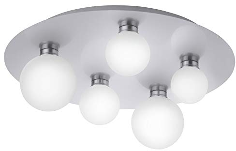 Trio Leuchten WiZ LED Deckenleuchte Dicapo 650810507, 5x3 Watt RGBW LED mit 16 Mio. Farben + 64.000 Weißtöne + 18 Licht-Szenen, Steuerung über App + Sprachsteuerung + Fernbedienung + Wandschalter