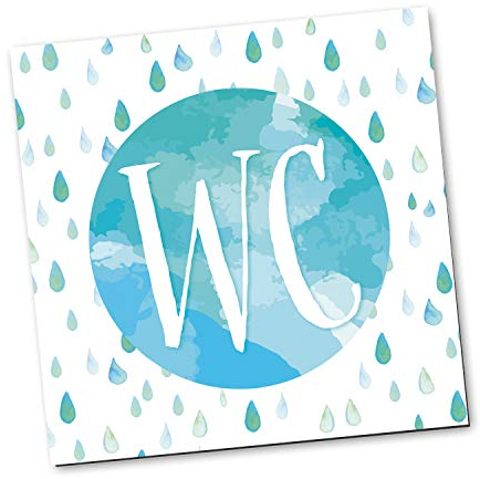 Logbuch-Verlag WC Schild blau weiß türkis Toilette Gäste-WC quadratisch 14 x 14 cm MIT KLEBEPUNKTE