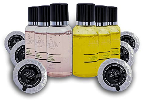 Conditioning Anti-Dandruff Shampoo Clean Dandruff Shampoo Shower Gel Body Wash for Normal Dry & Sensitive Skin Travel Mini Soaps Small Bath Soap 15gm Soap Elite 30 mil Bottles B&B Pack of 30 (10 each)