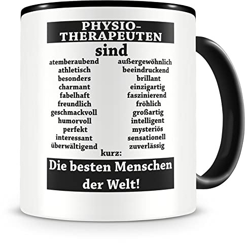 Samunshi® Physiotherapeuten sind Tasse Beruf Geschenk Kaffeetasse Teetasse Kaffeepott Kaffeebecher Becher 300ml schwarz