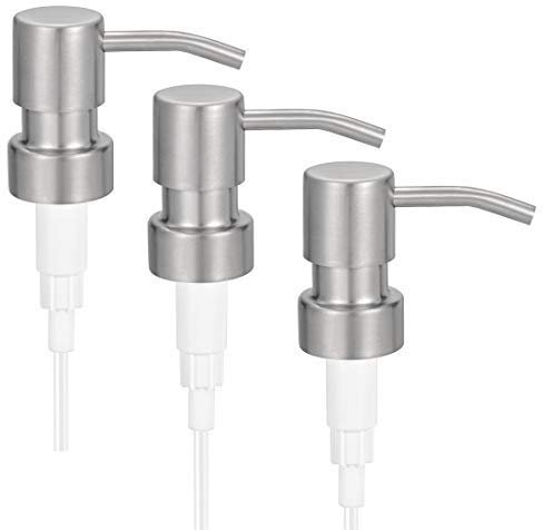 N/A Seifenspender für Pumpen, Ersatzpumpe, Edelstahl, geeignet für 25 mm, Flasche, 105 mm lang, 3 Stück