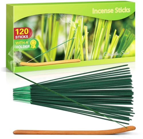 SCENTORINI Bâtons d'Encens à la Citronnelle Naturelle Idéals pour l'Extérieur comme Les Jardins, Les Balcons et Les Terrasses, 120 pcs
