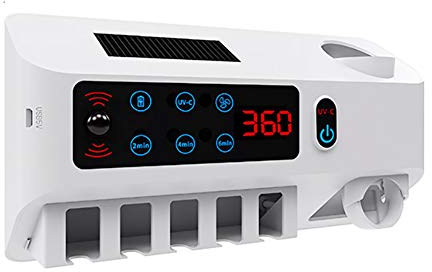 Finlon Solar-UV-Desinfektions-Zahnbürstenhalter für die Wandmontage Automatischer Zahnpastaspender, 5 Zahnbürstenhalter