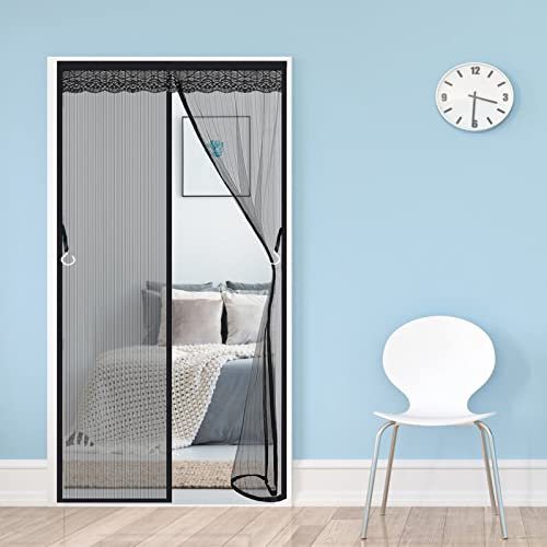 AMZERO Tenda zanzariera Magnetica, 140x240cm Zanzariere Scorrevoli Totalmente Magnetica Chiudi Automaticamente per Casa Ufficio, Nero