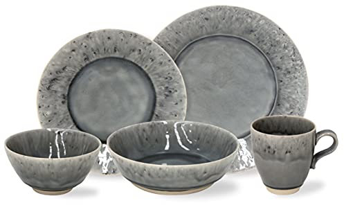Costa Nova, Madeira colección, Vajilla elegante, gres, Juego de vajilla completa 5 piezas, 1 persona, gris,
