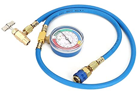 Youngine Universal 1M Auto R134A Kühlmitteldruckmessgerät Schlauch AC R134A Kupfer U-Ladung Kühlmittelschlauch mit Messgerät
