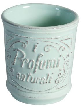 VIRGINIA CASA Bicchiere Porta spazzolini in ceramica BAGNO verde acqua H10 cm