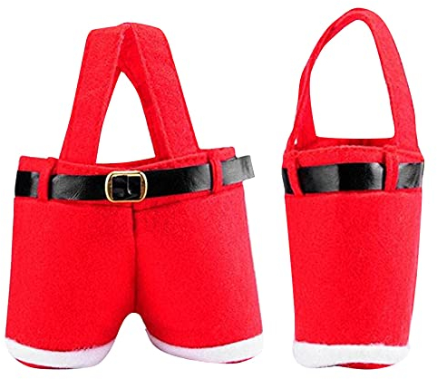 RMBLYfeiye Weihnachts-Geschenktüten mit Weihnachtsmannhosen, Geschenktasche im Weihnachtsmann-Hosen-Style, wiederverwendbar,Geschenk- und Süßigkeitenbeutel Geschenktüten Nikolaustüte