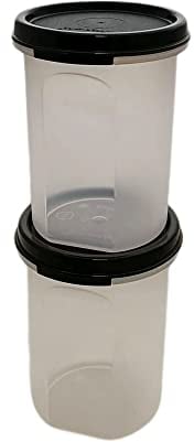 Tupperware Circular SET 2 x 440 ml schwarz Eidgenosse rund Dose Box Trockenvorrat Vorrat Deko Back Zauber Dosen für Kaffee Pads