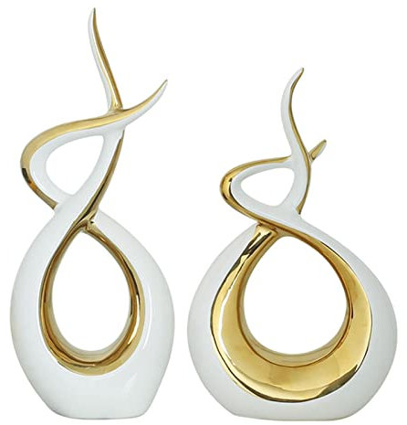 Oggetti Per La Casa,Elegante Scultura In Ceramica,Soprammobili Moderni,Sculture Moderne Design Casa,Moderno Minimalista Decorazioni per Interni Statuette Decorative,Adatta Anche Come Regalo,D'oro