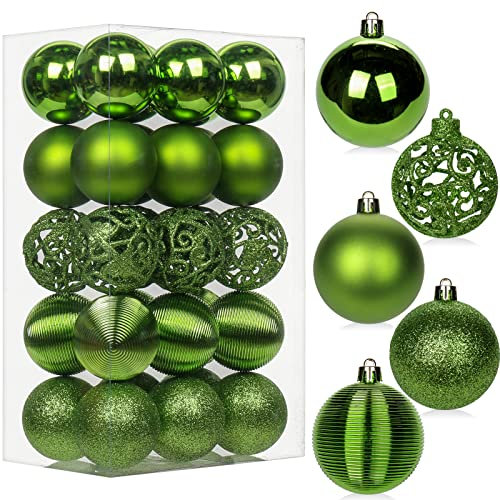 6CM Weihnachtskugeln Ornamente Glitze, 30 PCS bruchsicher Weihnachten Kugeln, Kunststoff Weihnachten Kugeln, Hängen Christbaumkugel Grün fur Weihnachtsbaum Neujahr Ornamente