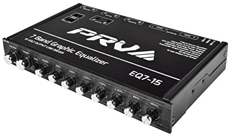 EQ7-15 7 Band Graphic Equalizer 15 Volt RCA Line-Level Output with Fader and Subwoofer Level Control for Car Audio