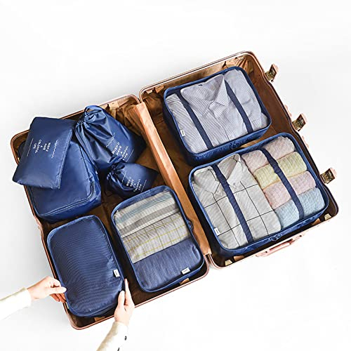 Koffer Organizer Set, 8 Sets Travel Organizer Packwürfel Set Kofferorganizer Für Koffer Packing Packwürfel Schuhbeutel Kleidertaschen Packtaschen Kosmetiktasche (navy)