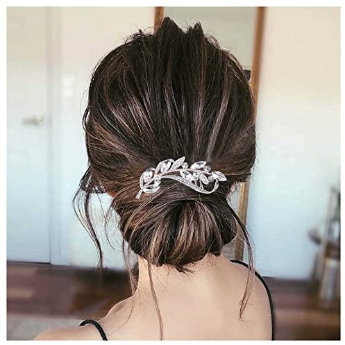 Cimenexe Böhmische Kristall Blatt Haar Kamm Strass Blatt Kopfstück Silber Cz Feder Haarspange Vintage Kopfbedeckung Haarteil Dekorative Hochzeit Kamm Haarschmuck Schmuck Für Frauen Und Mädchen