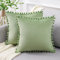 Topfinel Kissenbezug 40x40 salbeigrün samt 2er Set Boho deko mit Bommeln Kissenbebezüge Kissenhülle Kopfkissen für Sofa Wohnzimmer Kinderzimmer