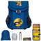 LEGO Schulranzen Jungen Easy 6 Teile Mega Set Schulrucksack Ranzen 850 Gramm Leicht Ninjago Plus Trinkflasche Malkasten Regenhülle +rkf (Ninjago Gold Blue 2214 RFK)