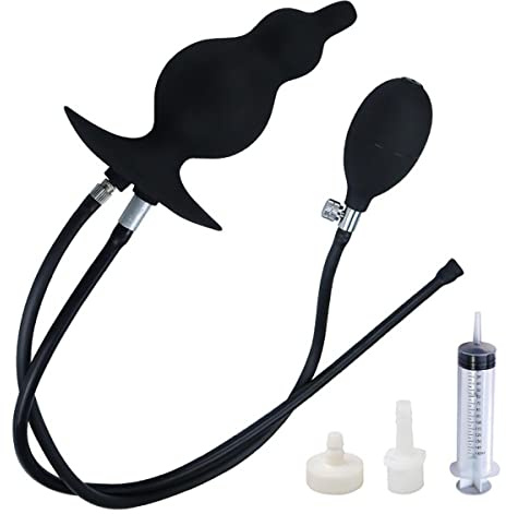 JFRong Riesige Aufblasbar Analplug mit Pumpe und Analdusche Einlauf, Silikon Große Buttplug Dilatator Anus Expansion Analkugeln Enema Anal Spülung SM Erotic Sexspielzeug für Männer Frauen Paare(A)