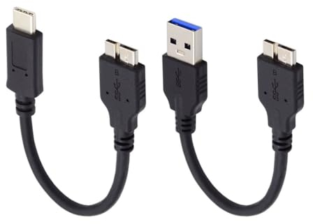 chenyang Lot de 2 câbles USB 3.0/USB C mâle vers micro B mâle pour disque dur portable 15 cm