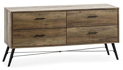 HOMN LIVING Mueble TV Clavel 4 cajones Color Rustic, guías metálicas, 120 cm (Ancho) 40 cm (Profundo) 60 cm (Altura)